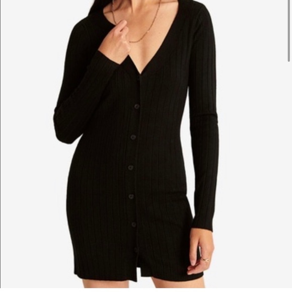 Abercrombie Button-Through Deep-V Mini Sweater Dress - Picture 2 of 4